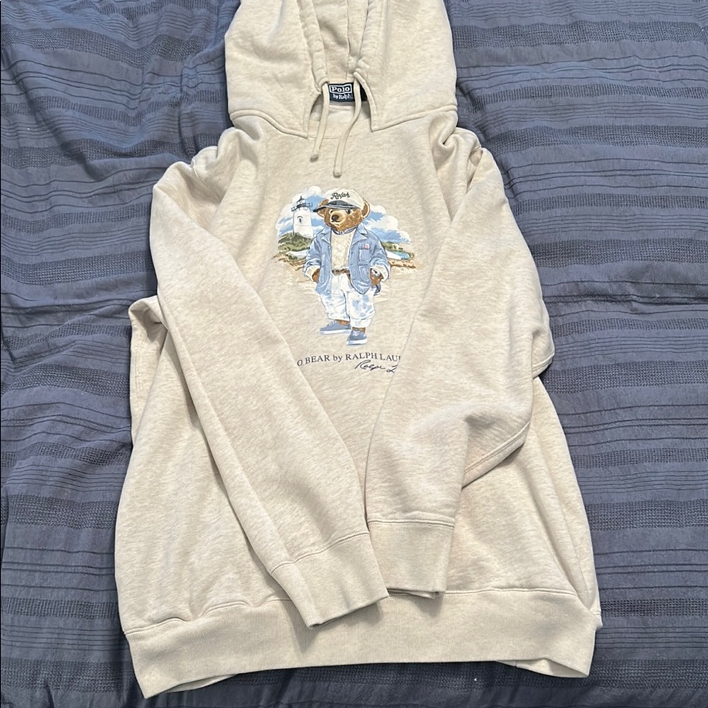 Ralph Lauren Cream Hoodie with Polo Bear